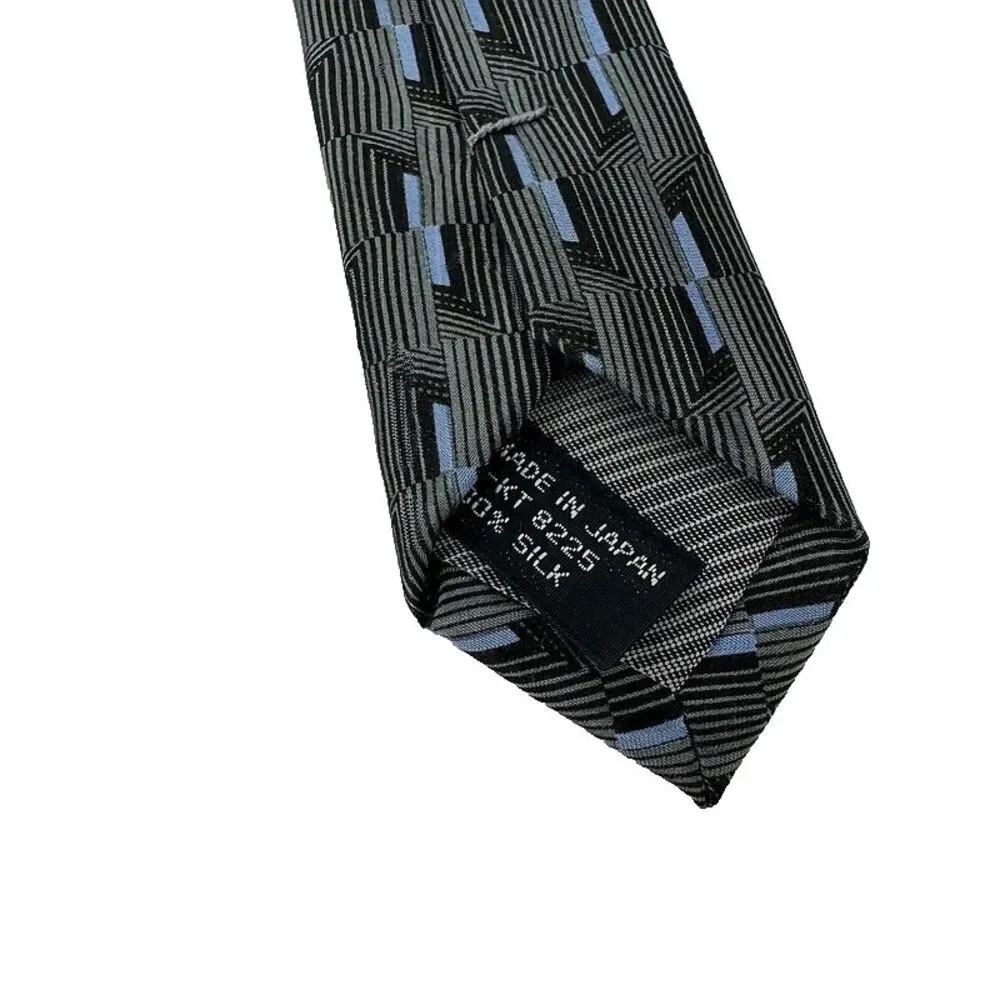 Jhane Barnes Neck Tie Silk Geometric Blue Gray Mens‎ Office Work